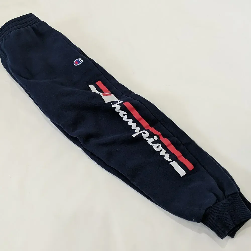 Champion Retro Sweatpants Spellout Logo Comfy Lounge Elastic Boys Medium 12‎